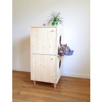 Zweistöckiges Katzenklo Gehäuse Moderner Holzschrank von PinkBau