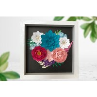 Muttertag Papierblumen Schattenbox - 3D Mutter Blumen Herzblumen von PinkBlissDesigns