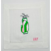 Damen Golf Leinen Cocktail Servietten, 4Er Set, Monogramming Verfügbar von PinkElephantEmb