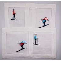 Skifahrer Cocktail Servietten - 4Er Set Skifahrer Cocktail Servietten - 4Er Set von PinkElephantEmb