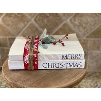 Bauernhaus Weihnachten-Buch Stapel-Buch Bundle-Weihnachtsbücher-Larger Tablett-Kaffeebar-Rae Dunn Inspiriert-Buch Stempel-Faux Bücher von PinkLivilou
