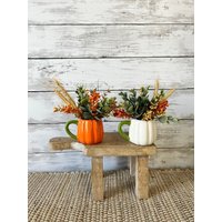 Herbst Tiered Tablett Mini Blumengesteck, Bauernhaus Dekor, Mini-Vasen, Grün, Eukalyptus, Blumengesteck von PinkLizzyDesigns