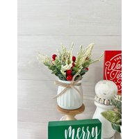 Kleines Tablett Mit Blumen, Eukalyptus, 2Er Set, Blumen Gesteck, Weihnachten, Deko, Blumengesteck von PinkLizzyDesigns