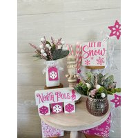 Rosa Weihnachten Tablett Mini Blumengesteck, Wohndekor, Blumen, Mistel, Tiered Dekor von PinkLizzyDesigns