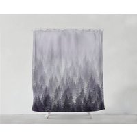 Aquarell Nebel Wald Duschvorhang - Badezimmer Kunst Boho Wohnkultur Sets Geschenk Badvorhang Bad Dekor S # 48 von PinkPalmDecor
