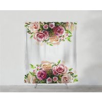 Aquarell Rose Duschvorhang - Badezimmer Kunst Fernweh Boho Wohnkultur Sets Einzigartiges Hochzeitsgeschenk Für Paar S # 6 von PinkPalmDecor