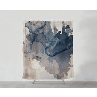 Blauer Tinte Splatter Duschvorhang - Badezimmer Kunst Wanderlust Boho Wohnkultur Sets Geschenk Badvorhang Bad S#15 von PinkPalmDecor