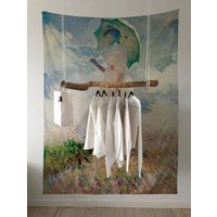 Frauen Mit Regenschirm - Wandteppich Wandbehang Boho Wohndekor Wandbild T#90 von PinkPalmDecor