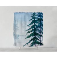 Mysteriöser Aquarell Wald Duschvorhang - Badezimmer Kunst Boho Wohnkultur Sets Geschenk Badvorhang Bad S#57 von PinkPalmDecor