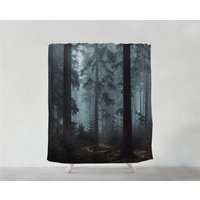 Secret Forest in Dark, Duschvorhang - Boho Badezimmer Kunst Home Dekor Sets Geschenk Badvorhang Bad Deko S#82 von PinkPalmDecor