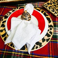 Leopard Ginger Glas Serviettenringe Set von PinkPineappleShoppes