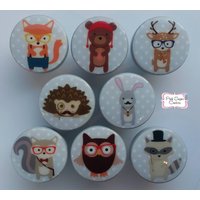 Graue Knäufe Hipster Waldtiere Waldfreunde #3 M2M Bettwäsche ... So Süß von PinkSugarCouture