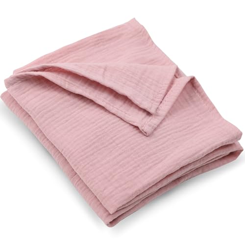 PinkZebra Baby Decke Musselin 80 x 80 cm, weiche Babydecke aus 100% Bio-Baumwolle, Öko-Tex Tuch atmungsaktiv, Altrosa von PinkZebra