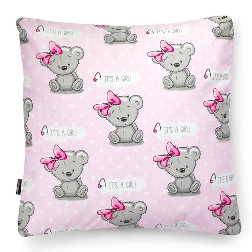 PinkZebra Kopfkissenbezug Kinder Mädchen, Kissenbezug 50 x 50 cm aus 100% Baumwolle, Kissenhülle, Öko-tex Standard 100, Kinderbezüge mit Reißverschluss, It's a Girl von PinkZebra