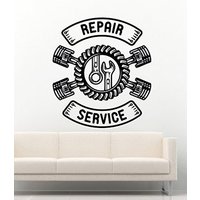 Auto-Maschinen-Reparatur-Service-Garage-Motor Mann Höhle Zeichen Auto Mechaniker Station Wandtattoo von PinkeyStickey