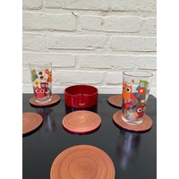 Set Mit Sechs Vintage-Bambusuntersetzern von Pinkparrotvintage