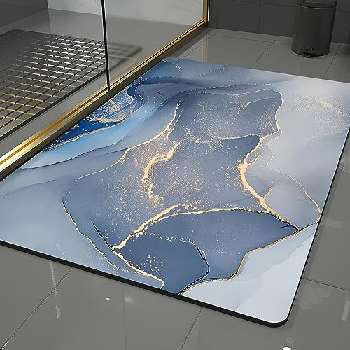 Pinkrin Diatomite Stone Bath Mat - Weiche und Bequeme, extrem saugfähige Badematte Stein, perfekte Anti-Rutsch Kieselgur Badematte, passend für Verschiedene Wohnstile, STONERUG-33, Marmorstil-3 von Pinkrin