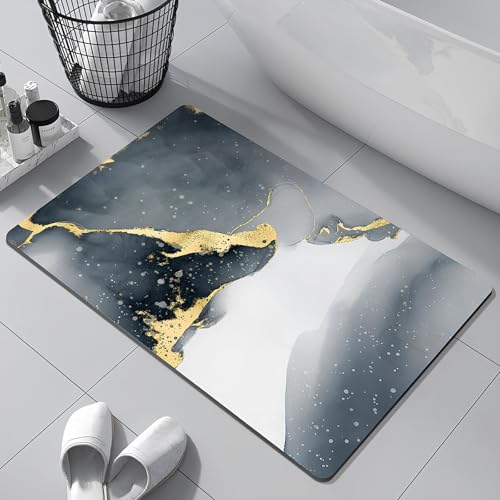 Pinkrin Diatomite Stone Bath Mat - Weiche und Bequeme, extrem saugfähige Badematte Stein, perfekte Anti-Rutsch Kieselgur Badematte, passend für Verschiedene Wohnstile von Pinkrin