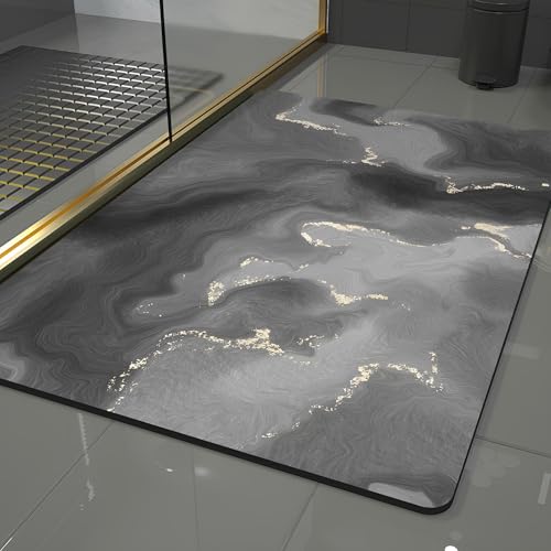 Pinkrin Diatomite Stone Bath Mat - Weiche und Bequeme, extrem saugfähige Badematte Stein, perfekte Anti-Rutsch Kieselgur Badematte, passend für Verschiedene Wohnstile von Pinkrin