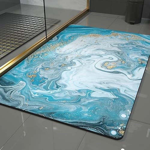 Pinkrin Diatomite Stone Bath Mat - Weiche und Bequeme, extrem saugfähige Badematte Stein, perfekte Anti-Rutsch Kieselgur Badematte, passend für Verschiedene Wohnstile von Pinkrin