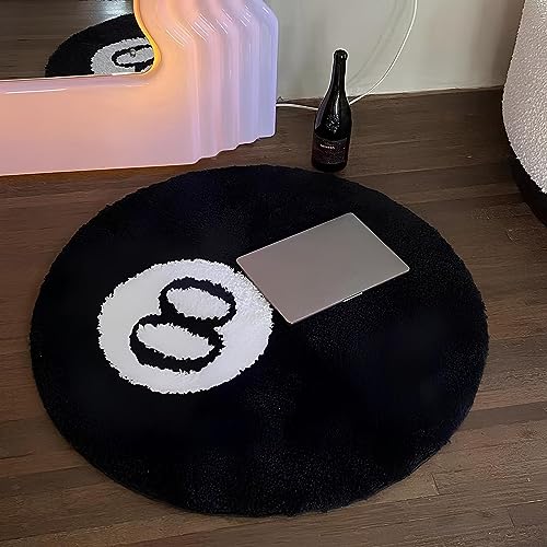 Pinkrin Mikrofaser Runder 8 Ball Teppich - Plüsch und weich, rutschfest 8 Ball Rug Nicht fusselnder, 8ball Rug für Wohnzimmer, Esszimmer, Schlafzimmer, Dekoration, 100 cm von Pinkrin