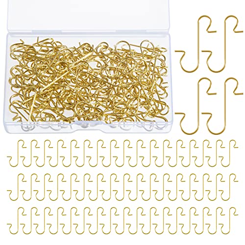 120 Stück Weihnachten Ornament Haken Gold Kugelaufhänger, Xmas Weihnachtskugeln Metall Christbaumhaken S-Form Aufhänger für Weihnachtsbaum Party Kugeln Dekoration von Pinkswan