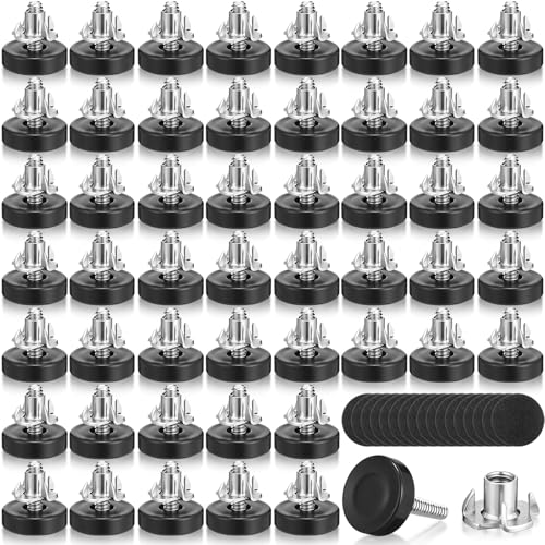 Pinkunn Verstellbare Nivellierfüße mit T-Nut-Set, 6,35 mm (1/4 Zoll), 20 Gewinde, Möbelnivellierer, Metall, verstellbare Füße, robuste Beine, Höhenversteller für Tisch, Stuhl, Schreibtisch, Schränke von Pinkunn