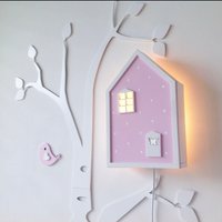 Wandlampe Schlummerlicht Haus Kinderlampe Wandleuchte Holzlampe Babylampe Kinderzimmer Nachtlicht Nachtleuchte von PinkyKikyDesign