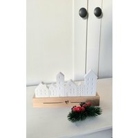 Lichthäuser/Häuserreihe Raysin Deko Mitbringsel Geschenk Skandi /Kleine Weiße Keramik von PinkysWelt