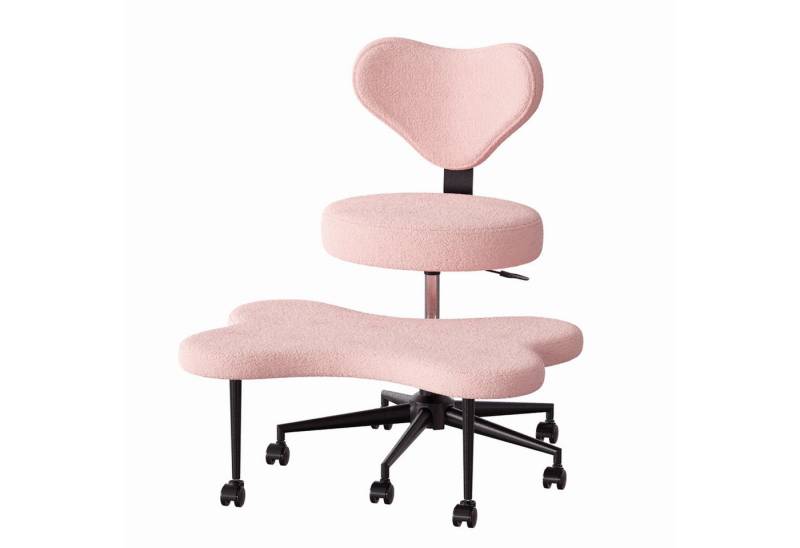 Pinmoco Polsterstuhl Pinmoco Bürostuhl mit höhenverstellbaren Rollen, rosa Meditationsstuhl von Pinmoco