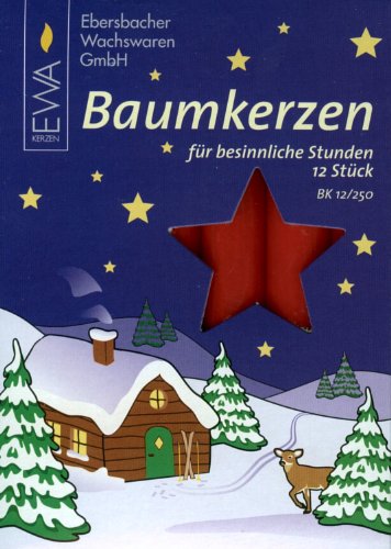 12 Stück Baumkerzen, Wachs, rot, 15 x 125 mm von Saico