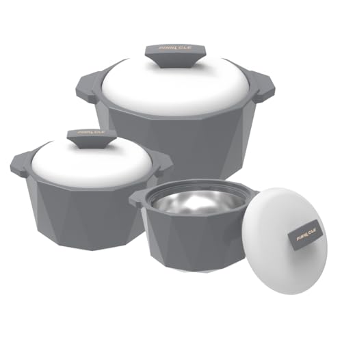 Pinnacle Isolierte Auflaufform mit Deckel, 3-teiliges Set, 3/2/1 qt. Hot Pot Speisenwärmer/Kühler – Thermo-Suppen-/Salat-Servierschüssel – Edelstahl Heißspeisebehälter – Bestes Geschenk-Set für Mütter von Pinnacle