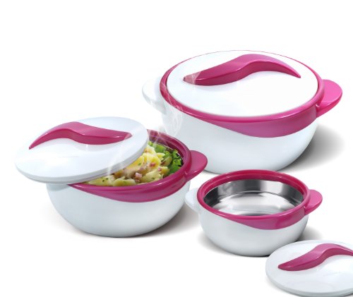 Pinnacle Servierschüssel für Salat/Suppenteller – Thermo-Schüssel mit Deckel – tolle Schüssel für den Urlaub, Abendessen und Party, 3 Stück (Lila) von Pinnacle Thermoware