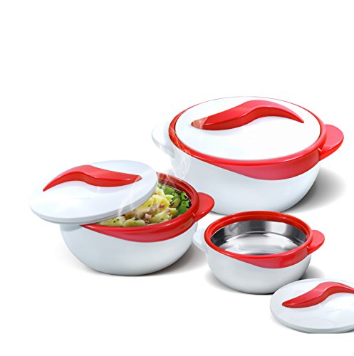 Pinnacle Servierschüssel für Salat/Suppenteller – Thermo-Schüssel mit Deckel – tolle Schüssel für den Urlaub, Abendessen und Party, 3 Stück (Rot) von Pinnacle Thermoware