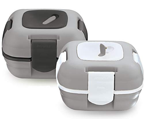 Pinnacle Thermoware Lunchbox für Kinder & Erwachsene 2er Set - Auslaufsicher mit Hitze Ablassventil und Edelstahleinsatz - Mittagessen to go für die Schule, Büro und Universität (Grau) von Pinnacle