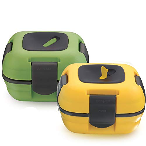 Pinnacle Thermoware Lunchbox für Kinder & Erwachsene 2er Set - Auslaufsicher mit Hitze Ablassventil und Edelstahleinsatz - Mittagessen to go für die Schule, Büro und Universität (Grün Gelb) von Pinnacle Thermoware