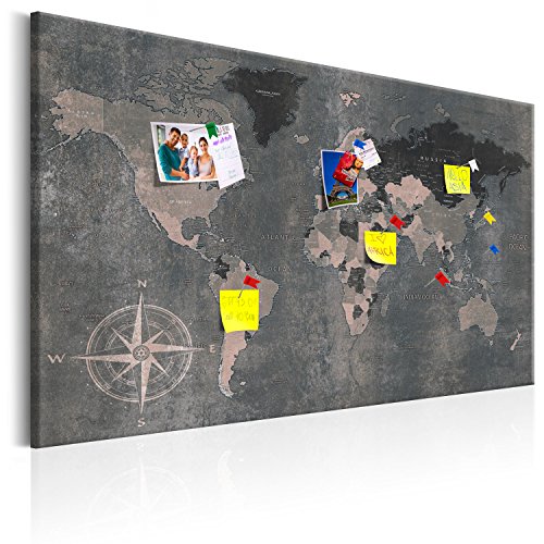 murando - Weltkarte Pinnwand & Vlies Leinwandbild 120x80 cm 1 Teilig Kunstdruck modern Wandbilder XXL Wanddekoration Design Wand Bild - Landkarte Karte Reise Geographie bunt von Pinnwand B&D XXL