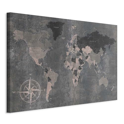 Pinnwand B&D XXL - Weltkarte Pinnwand & Leinwandbild 120x80 cm 1 Teilig Kunstdruck modern Wandbilder XXL Wanddekoration Design Wand Bild - Landkarte Karte Reise Geographie bunt von Pinnwand B&D XXL