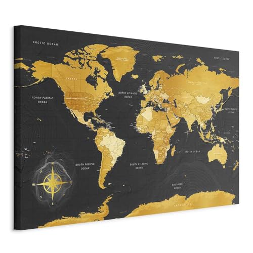 murando - Weltkarte Pinnwand & Vlies Leinwandbild 90x60 cm 1 Teilig Kunstdruck modern Wandbilder XXL Wanddekoration Design Wand Bild - Landkarte Karte Reise Geographie k-A-0130-v-a von Pinnwand B&D XXL