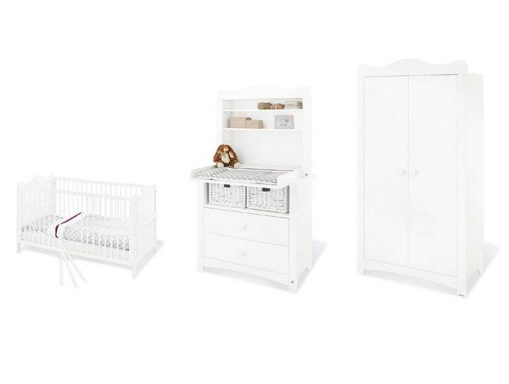 Pinolino® Babymöbel-Set „Florentina ”, breit inkl. breitem Regalaufsatz, 4-tlg., weiß von Pinolino