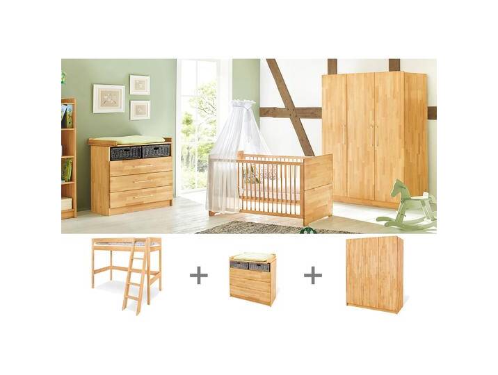 Pinolino, Komplett-Babyzimmer, Jugendzimmer „Natura” breit gross mit Hochbett, 3-tlg. (Kinderkleiderschrank) von Pinolino