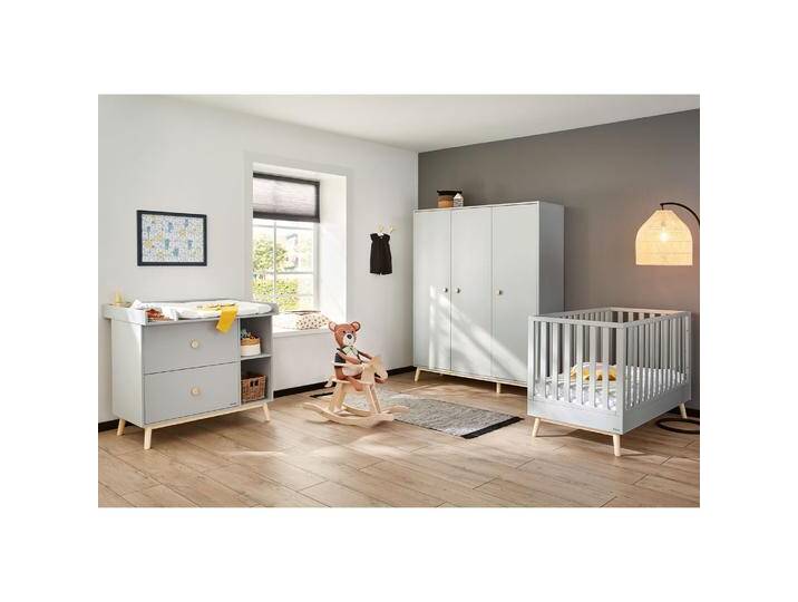 Pinolino, Komplett-Babyzimmer, Kinderzimmer-Set 'Dusk' breit gross, 3-tlg. (Babybett, Kinderkleiderschrank, Wickelkommode) von Pinolino