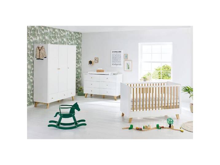 Pinolino, Komplett-Babyzimmer, Pan extrabreit gross (Babybett, Kinderkleiderschrank, Wickelkommode) von Pinolino