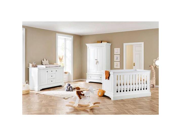 Pinolino BABYZIMMER PINOLINO EMILIA, Weiß, 3-teilig, 1 Fächer, 3 Schubladen, Schlupfsprossen, Lattenrost inklusive, Aufbauanleitung im Karton, von Pinolino