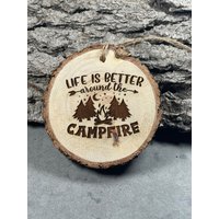 Lagerfeuer Ornament Laser Graviertes Piñon Holz, Rustikales Cabin Decor von PinonAndPine