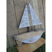 Segelboot Schlüssel Rack Boot Segeln Eingang Haken Nautik Wohnkultur Weiß Naturholz von PinsandNailsHandmade
