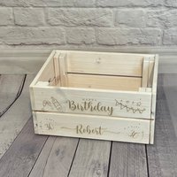 Präsentkorb Zum Geburtstag, Geschenkkorb Mit Wunschgravur, Name Und Alter Wunschmotive, Geschenk Geburtstag von Pinselara