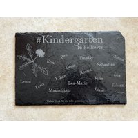 Schieferplatte 30x20 cm, Personalisiertes Abschiedsgeschenk Für Die Erzieher/Innen Mit Dem Namen Und Motto Der Kinder von Pinselara