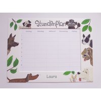 stundenplan, Schulplaner, Einschulung, Schulstart "Hunde" Klein | Inkl. Personalisierung von Pinselstuebchen