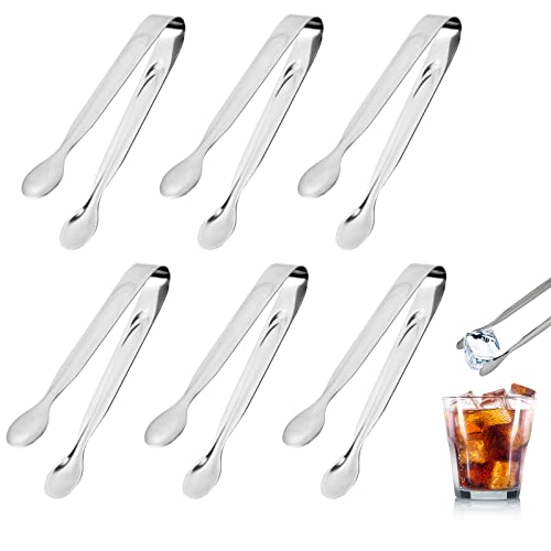 Pinsheng 6 Stück Edelstahl Zuckerzange, 11cm Kleine Eiswürfelzange Süßigkeiten Zange Zucker Clip Salatzange Gebäckzange Mehrzweck Vorspeisenzange für Hochzeit Party Candy Bar Kitchen Büfett Grill von Pinsheng